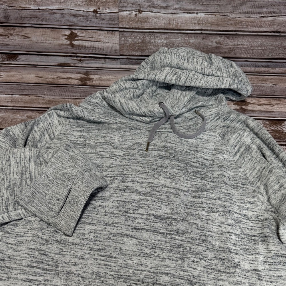 Athleta Hoodie Women Large Tall‎ Gray Space Dye Cowl Neck Thumbholes